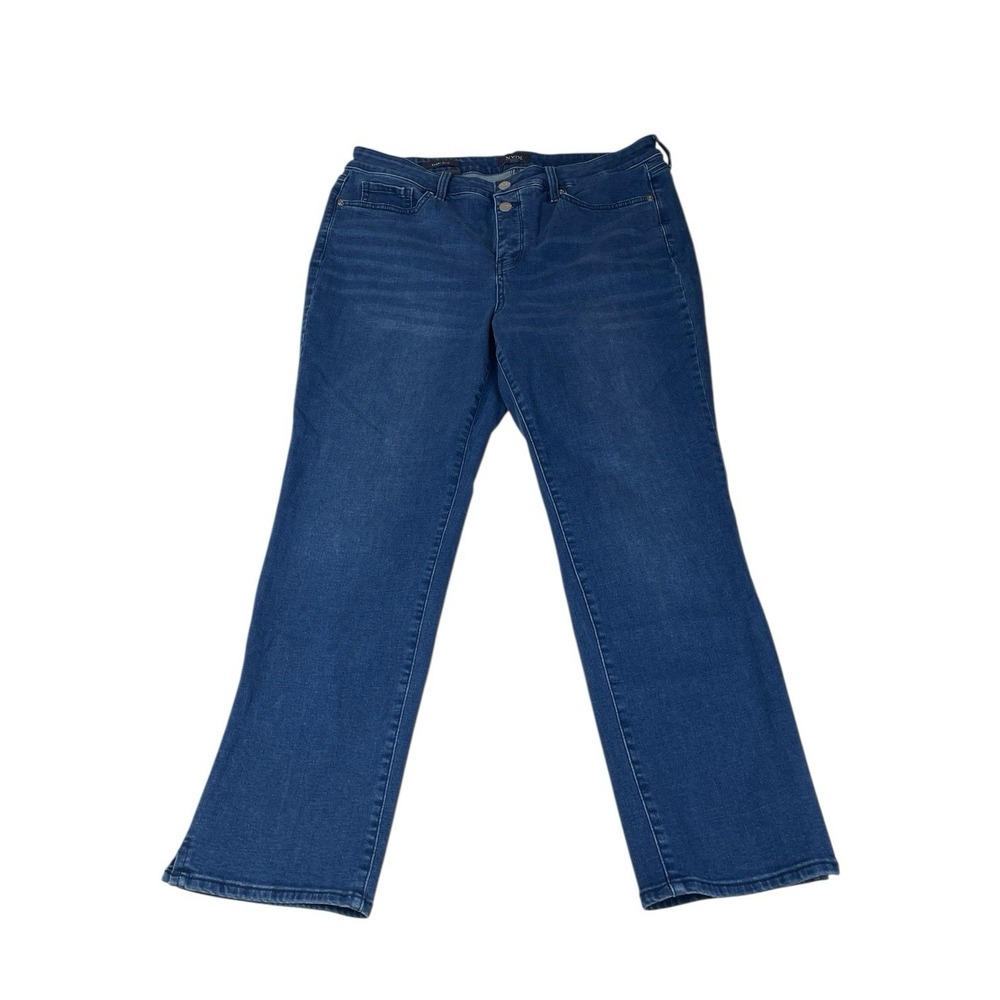 NYDJ Sheri Slim Jeans Women's Size 12 Blue Denim Lift Tuck Technology Stretch